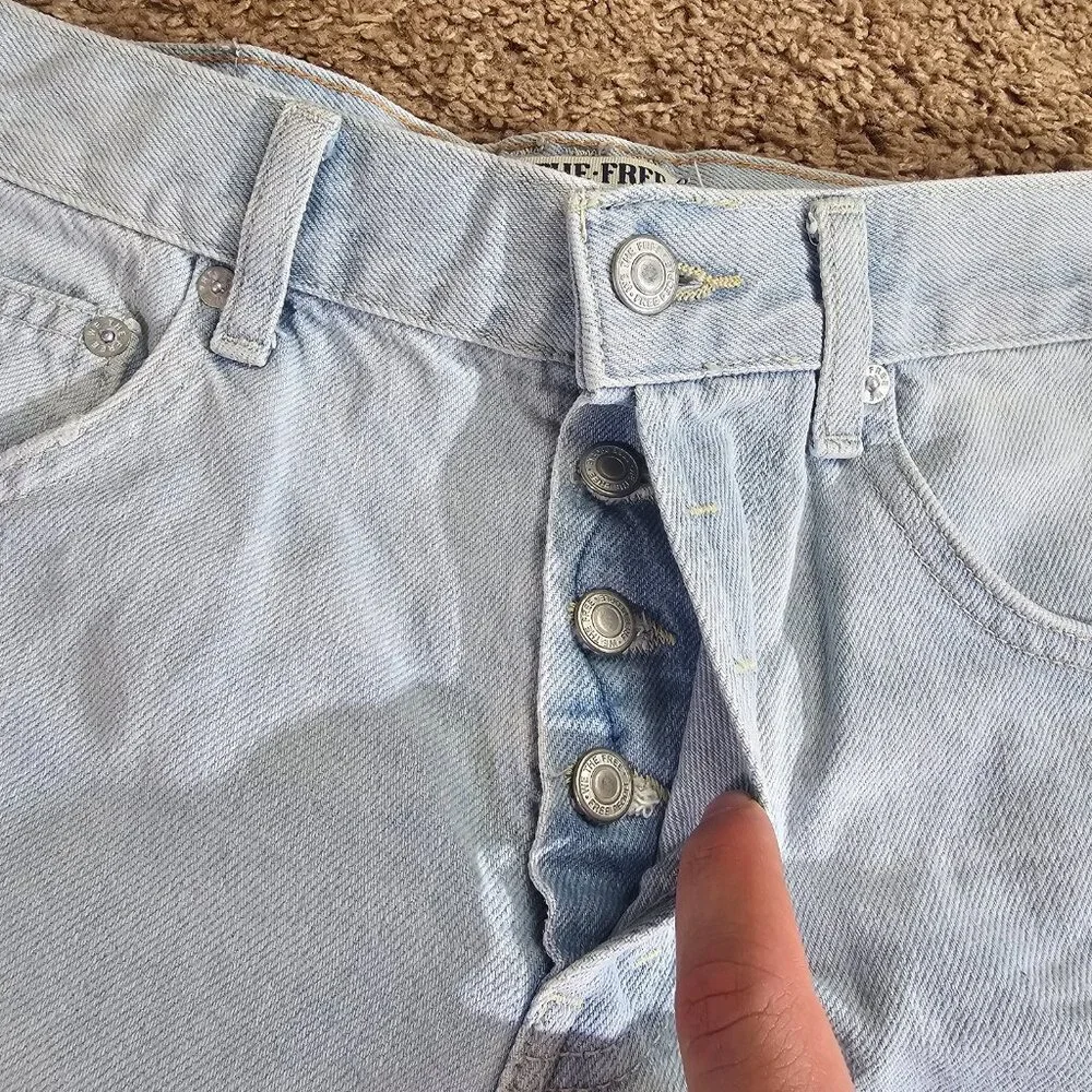 Free People Cut Off Shorts Womens 25 Raw Hem Button Fly Denim We The Free Boho - Picture 3 of 7